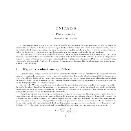 Unidad 8: física cuántica