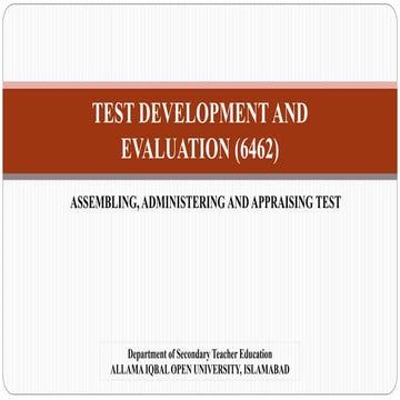 TEST DEVELOPMENT AND EVALUATION (6462)