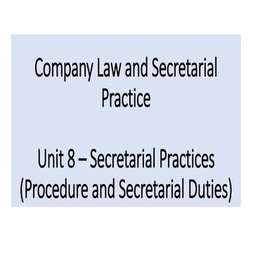 CLSP - Unit 8 - Secretarial Practices