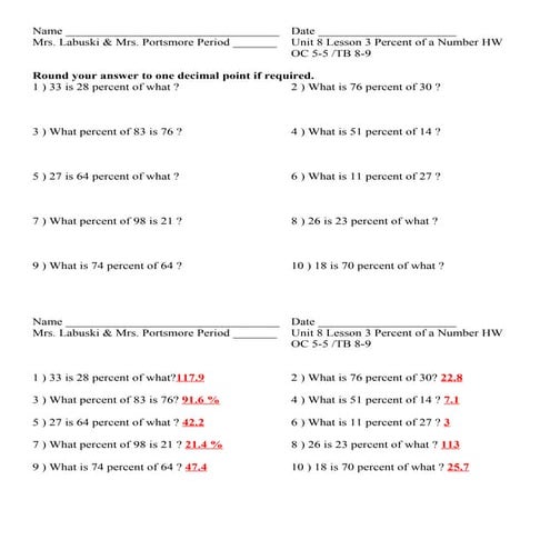 Unit 8 lesson 3 hw percent of a number