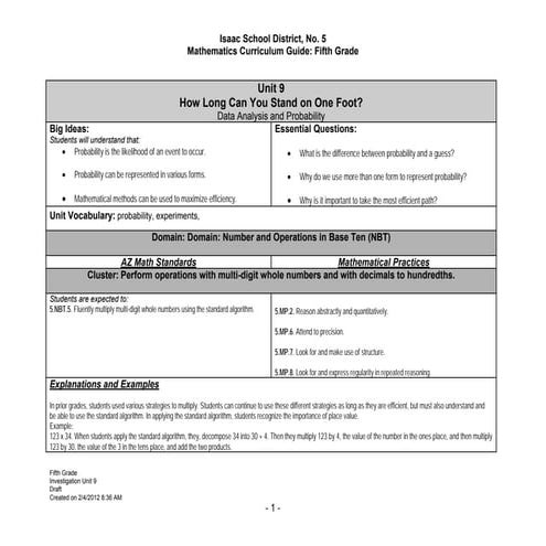 Unit 9 Fifth Grade cs 2012 2013