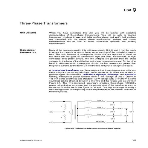 Power Circuits and Transforers-Unit 9 Labvolt Student Manual