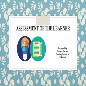 Unit 9 Teaching learning Assessment of the learner