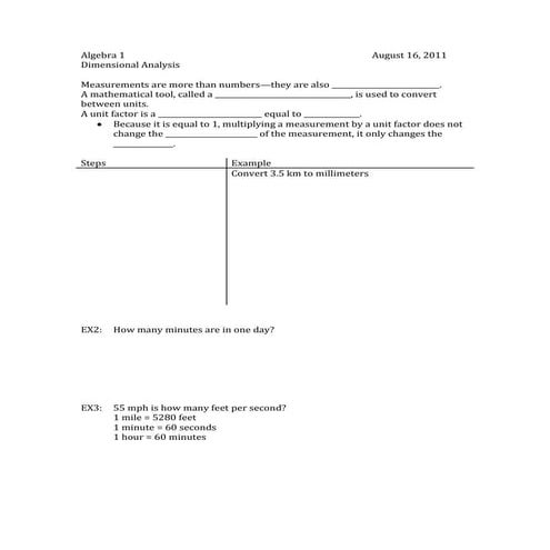 Unit analysis notes A1