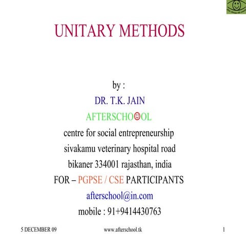Unitary methods  