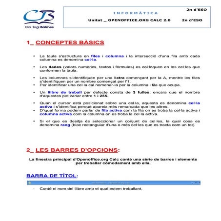Unitat  1.openoffice.org calc 2.0