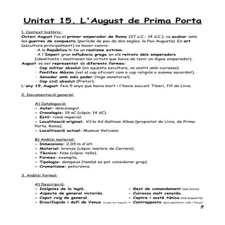Unitat 15. L August De Prima Porta