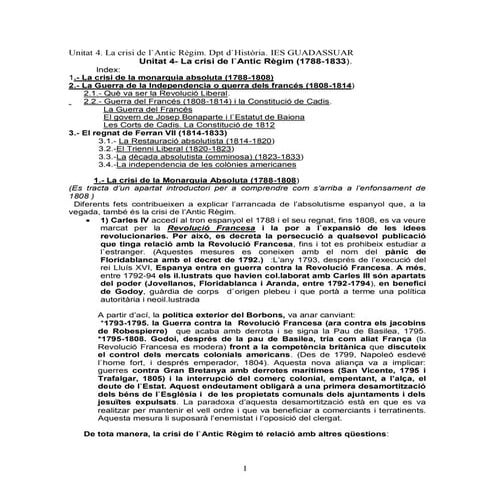 Unitat 4. La crisi de l'Antic Règim (1788-1833)
