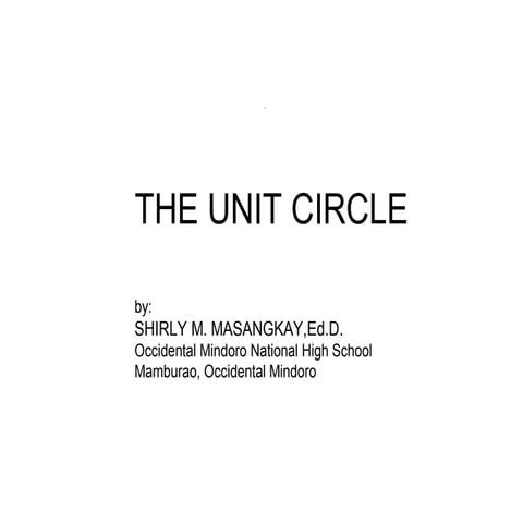 Unit circle, intro to circular functions