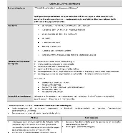 Piano di lavoro Piavon