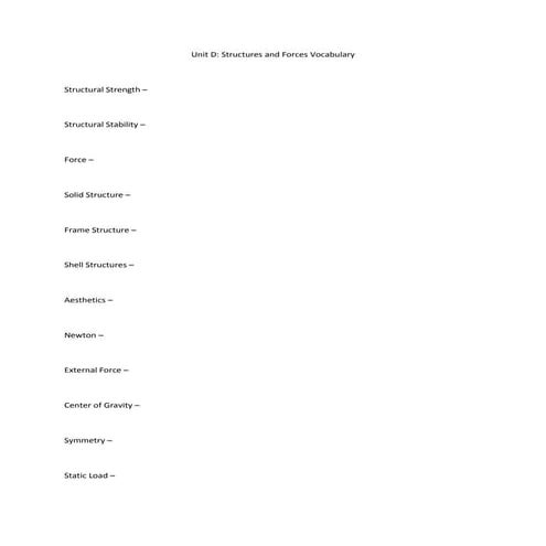 Unit d structures and forces vocabulary