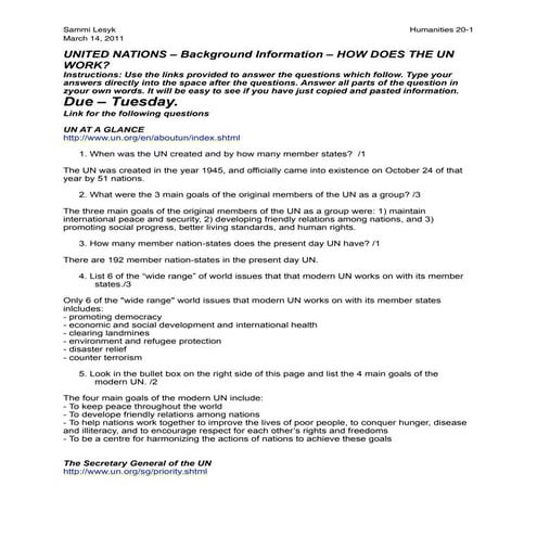United Nations Questions | DOC