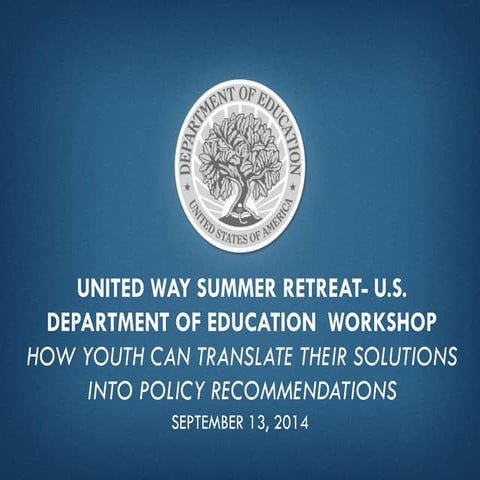 #SUWLR 2014, Translate solutions into policy recommendations: Department of E...