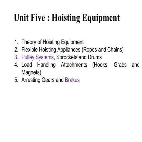 Design of Material Handling Equipment and Hoisting Equipment