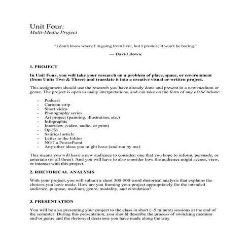 Unit four assignment sheet / english 102 / shearer