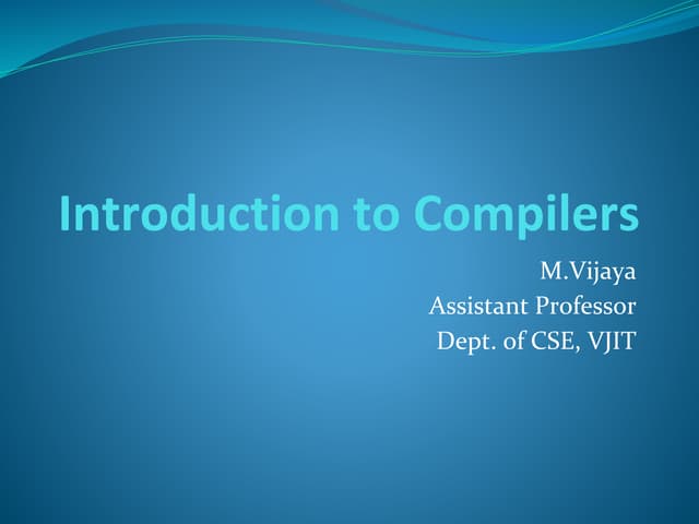 Introduction to Compilers