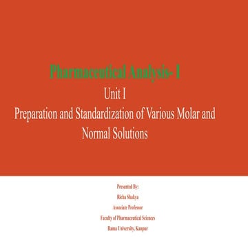 Pharmaceutical Analysis-I (Unit-I)