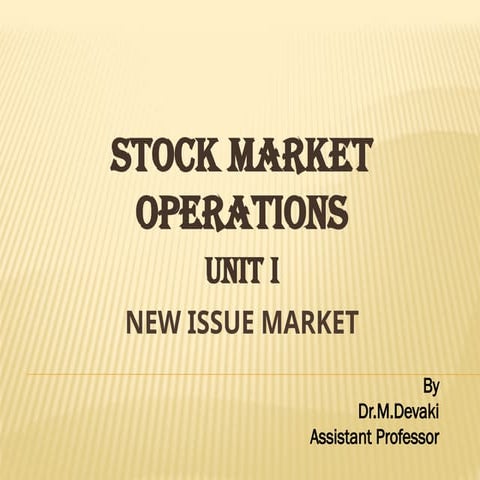 Stock Market Operations - New Issue Market