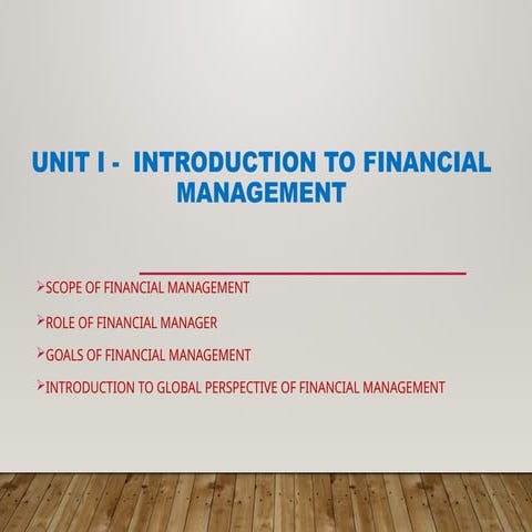 Lesson 1: Introduction to Financial Management | PPTX