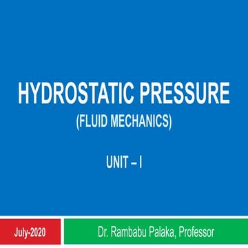 Fluid Mechanics - Hydrostatic Pressure
