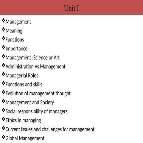 Unit I - PPT Introduction to Management I.pptx