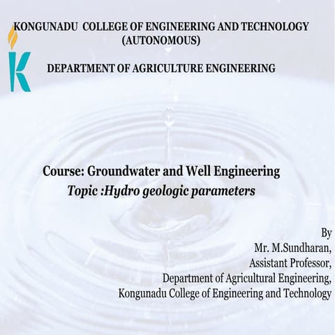 UNIT – I  Hydrogeological Parameters.pptx