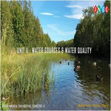 Water sources and water quality parameters