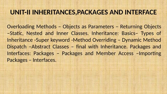 object oriented programming unit two ppt