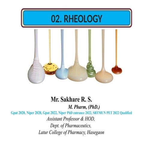 PHYSICAL PHARMACEUTICS II, SEMESTER IV, RHEOLOGY, NIT II.pptx
