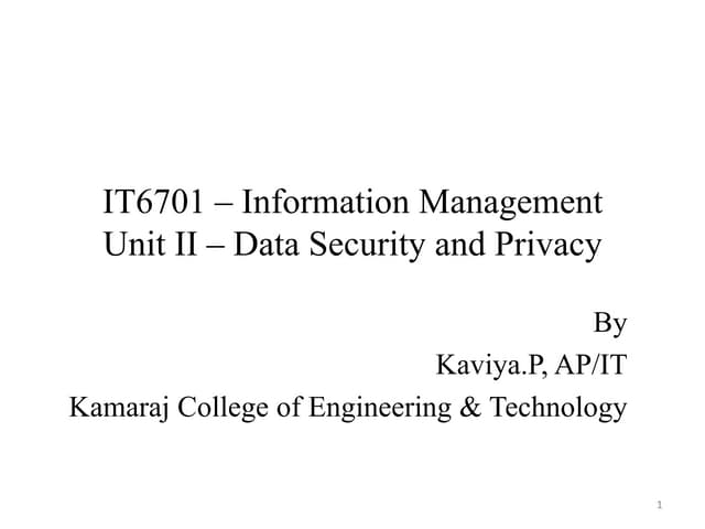 IT6701 Information Management - Unit II   