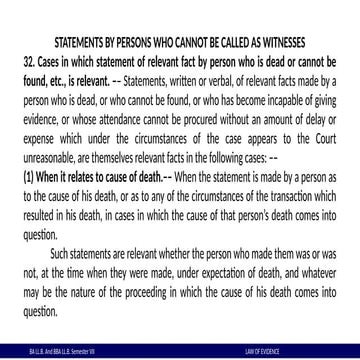 Unit II - Law of Evidence - Dying Declarations.pptx