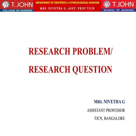 Research problem/ Research Question