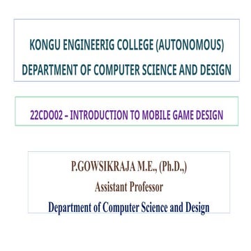 UNIT II - UID FOR MOBILE GAMES[INTRODUCTION TO MOBILE GAME DESIGN]