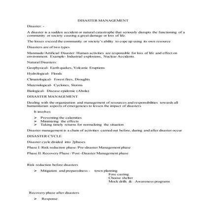 Unit ii disaster management  