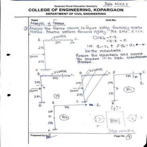 Flexibility Matrix Method of Analysis- Part B | PDF
