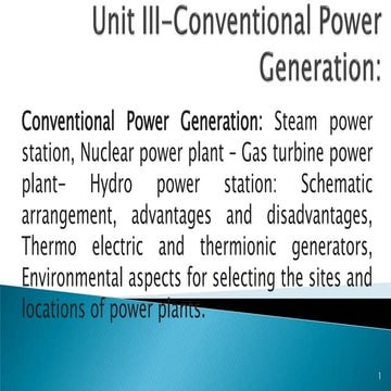 Conventional Power generation