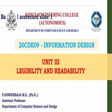 UNIT III-LEGIBILITY AND READABILITY 20CDE09