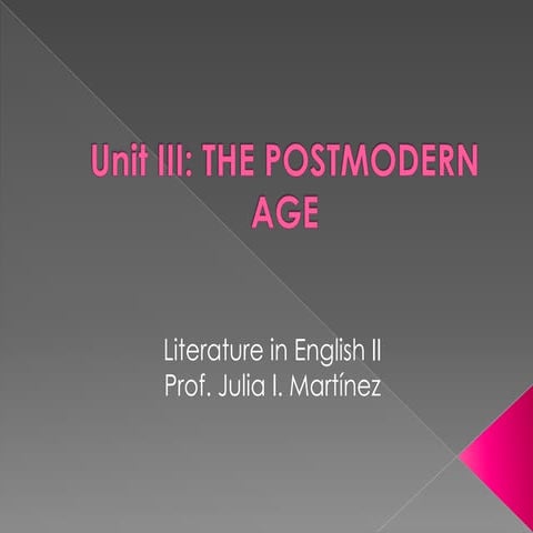Unit III Postmodernism