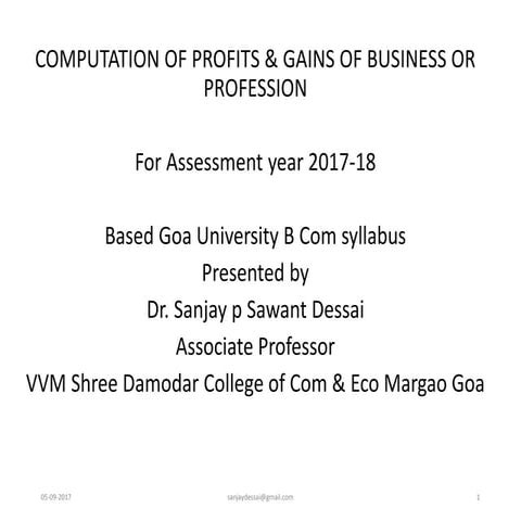 Computation of profits & gains of business or  profession