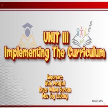 CHAPTER 3 IMPLEMENTING THE CURRICULUM Module 4: The Teacher as ...