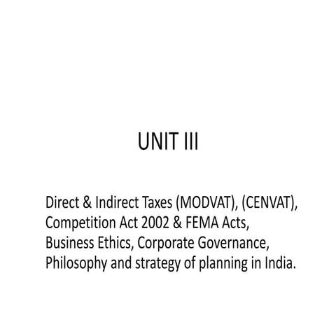 Business Environment- Unit III- UPTU