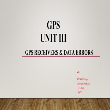 Unit III GPS Receivers and Errors