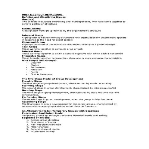 Unit iii group behaviour