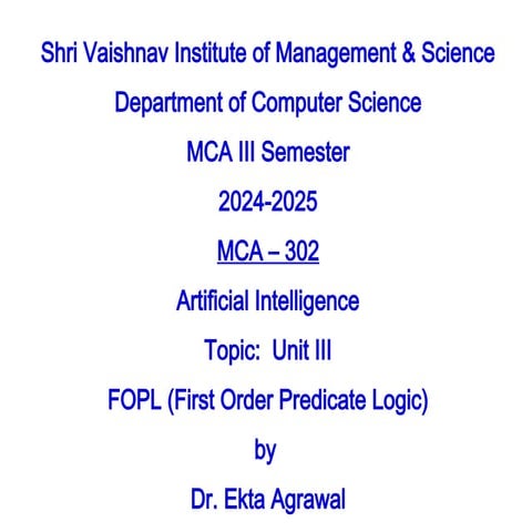 MCA 3rd sem Unit_III_Predicate_Logics .ppt