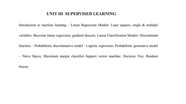 Unit Iii Supervised Learning Pptx Unit Iii Supervised Learning Pptx