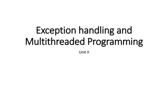 Unit II Java & J2EE regarding Java application development