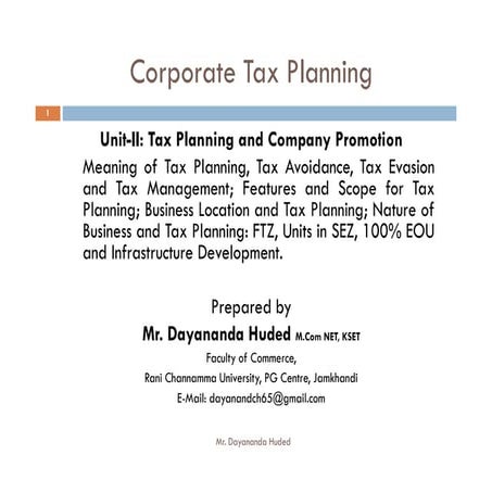 Tax planning and management | PDF