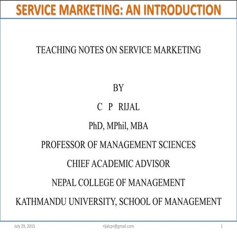 Introduction to service marketing