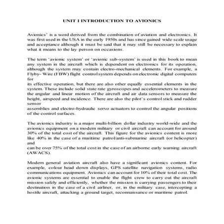 Unit i introduction to avionics