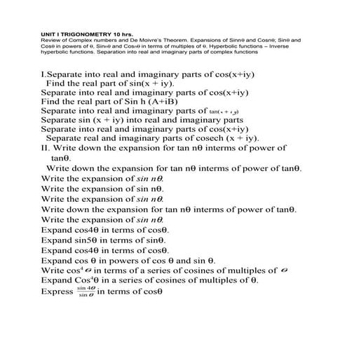 Unit i trigonometry satyabama univesity